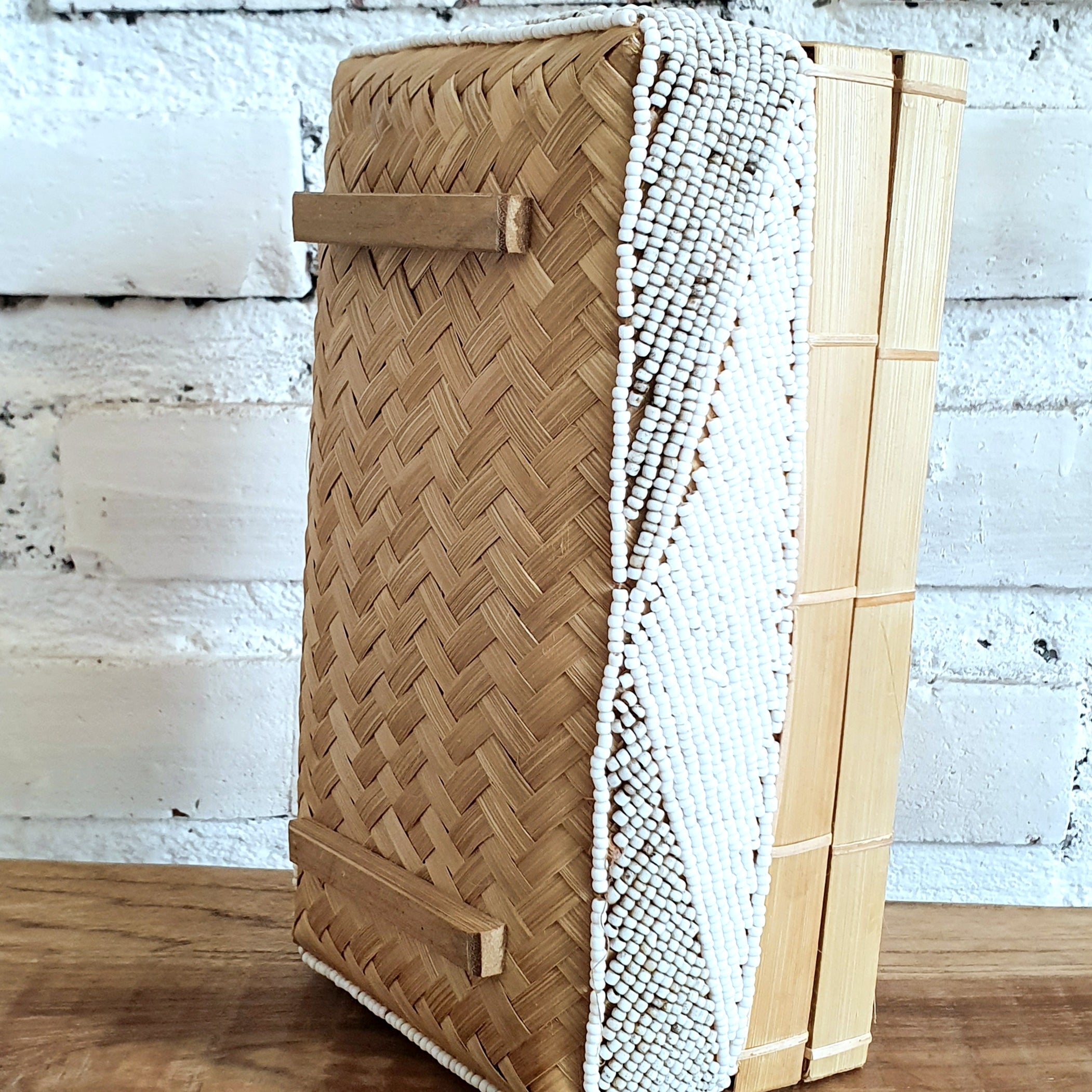 Handwoven Rattan Tissue Box Set of 2｜Natural Bamboo Decorative Organizer｜Boho Rectangular Tissue Holder