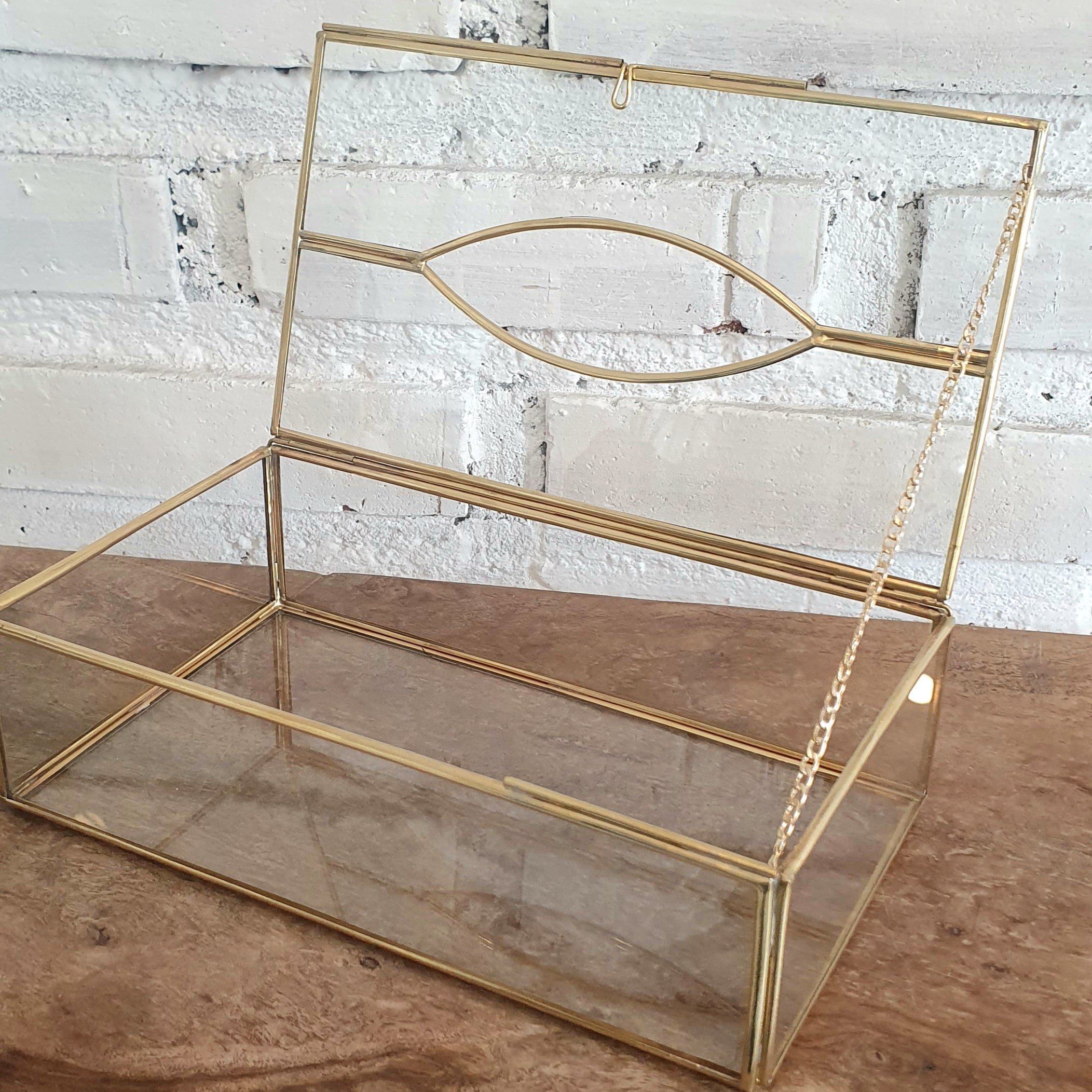 Vintage Gold Glass Storage Box｜Lidded Jewelry Organizer｜Luxury Transparent Display Case for Home Décor