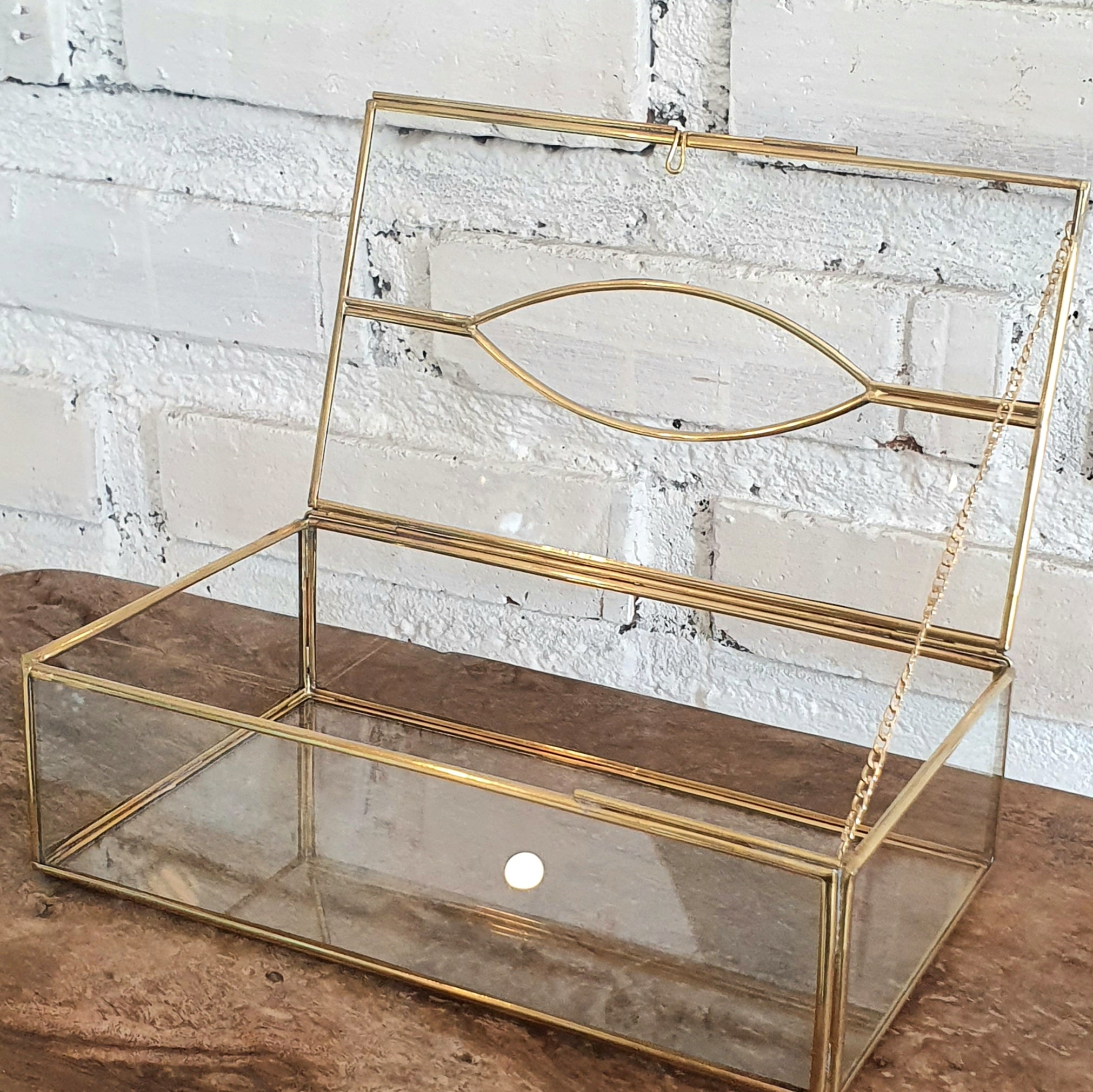 Vintage Gold Glass Storage Box｜Lidded Jewelry Organizer｜Luxury Transparent Display Case for Home Décor