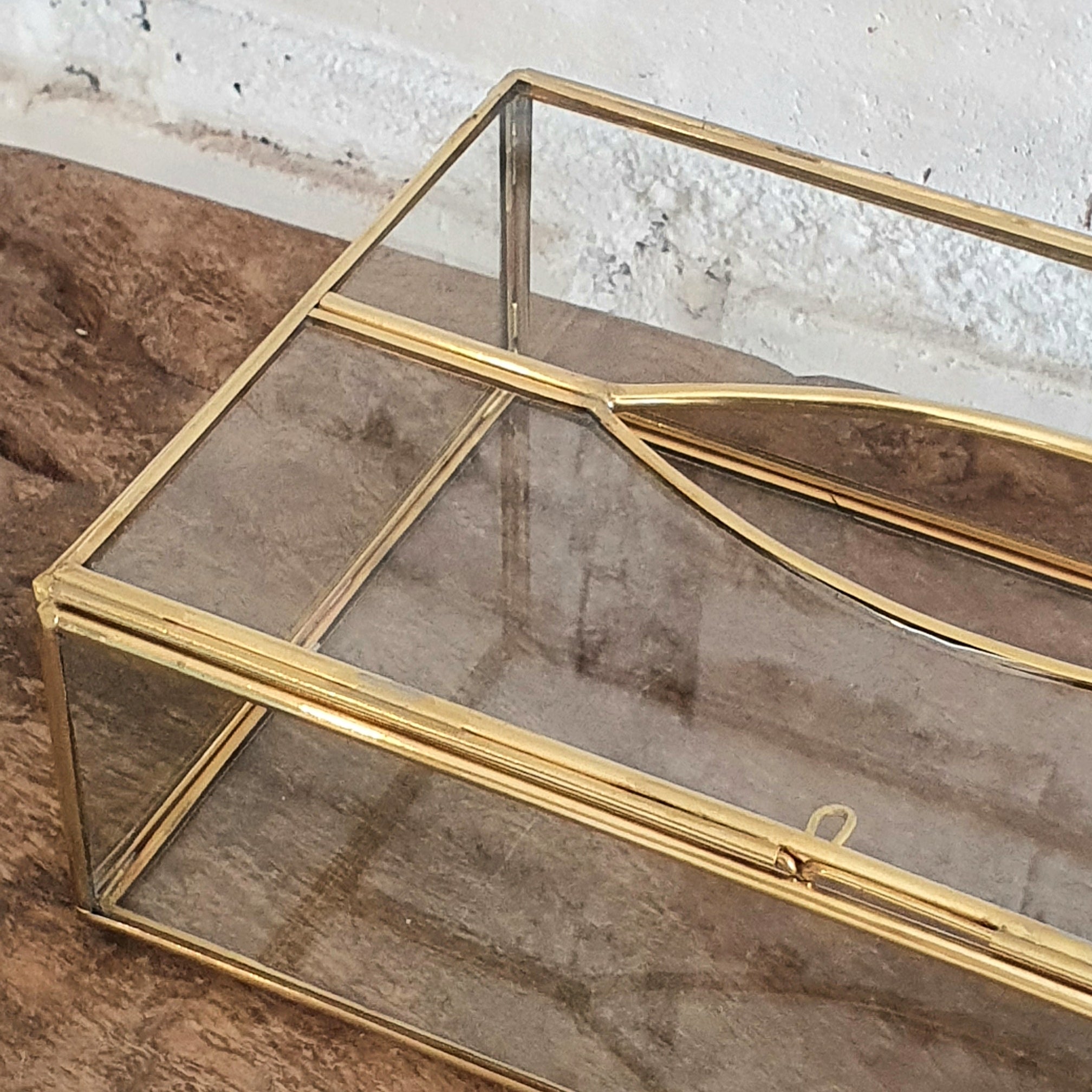 Vintage Gold Glass Storage Box｜Lidded Jewelry Organizer｜Luxury Transparent Display Case for Home Décor