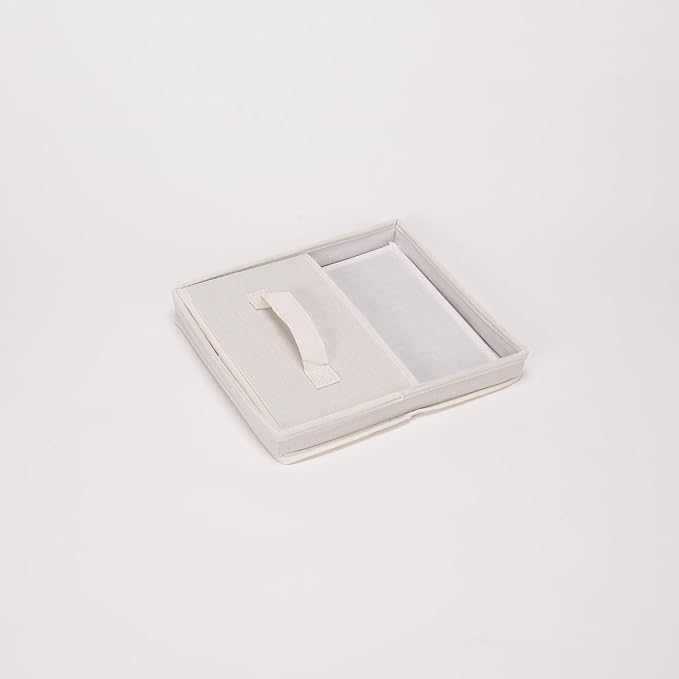 Beige Fabric Storage Box with Lid｜Foldable Dustproof Organizer｜Home Closet Storage Bin
