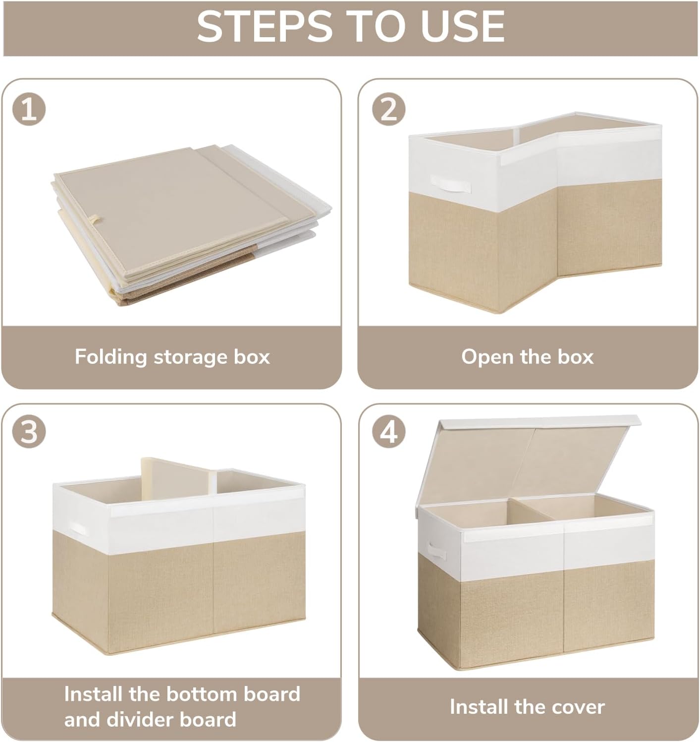 85L Large Toy Storage Box｜Foldable Fabric Organizer Bin with Lid｜Dustproof Collapsible Storage Chest for Kids & Home