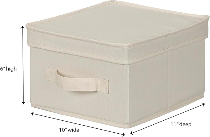 Beige Fabric Storage Box with Lid｜Foldable Dustproof Organizer｜Home Closet Storage Bin