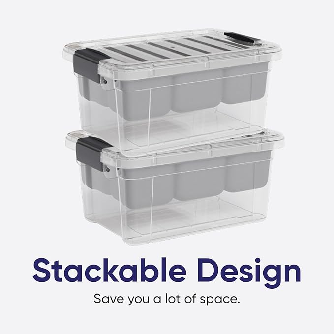 Storage Container with Removable Tray｜Clear Plastic Organizer Box Set｜Stackable Airtight Storage Solution