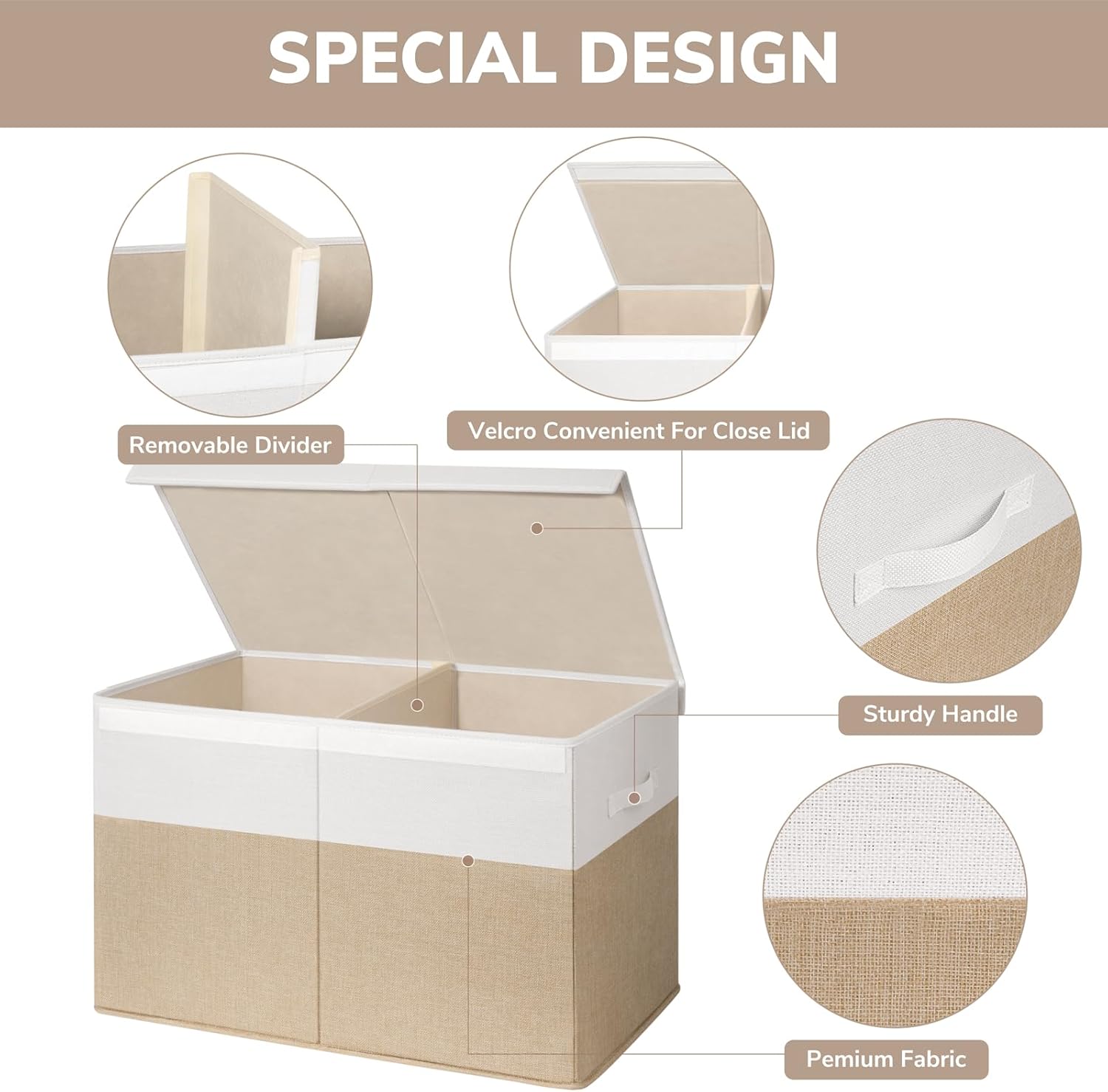85L Large Toy Storage Box｜Foldable Fabric Organizer Bin with Lid｜Dustproof Collapsible Storage Chest for Kids & Home