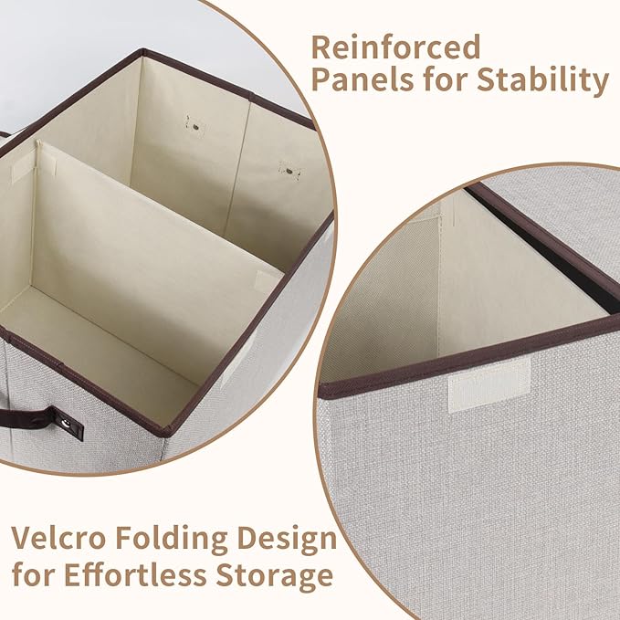 Large Fabric Storage Box with Dual-Opening Lid｜Foldable Dustproof Organizer Bin with Handles｜Home Clothes & Toy Storage Chest