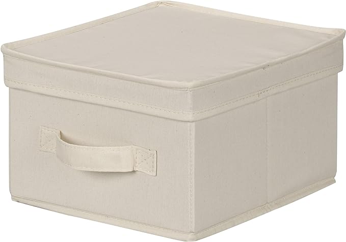 Beige Fabric Storage Box with Lid｜Foldable Dustproof Organizer｜Home Closet Storage Bin