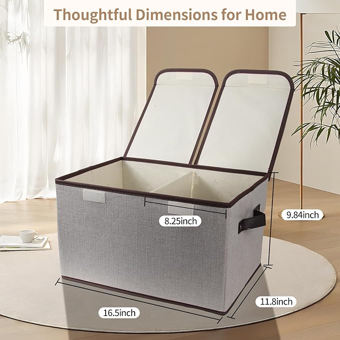 Large Fabric Storage Box with Dual-Opening Lid｜Foldable Dustproof Organizer Bin with Handles｜Home Clothes & Toy Storage Chest