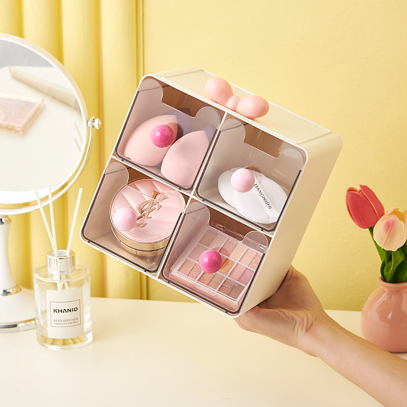 Cute Bowknot 4-Drawer Storage Box｜Multifunctional Desktop Organizer for Makeup, Jewelry & Stationery