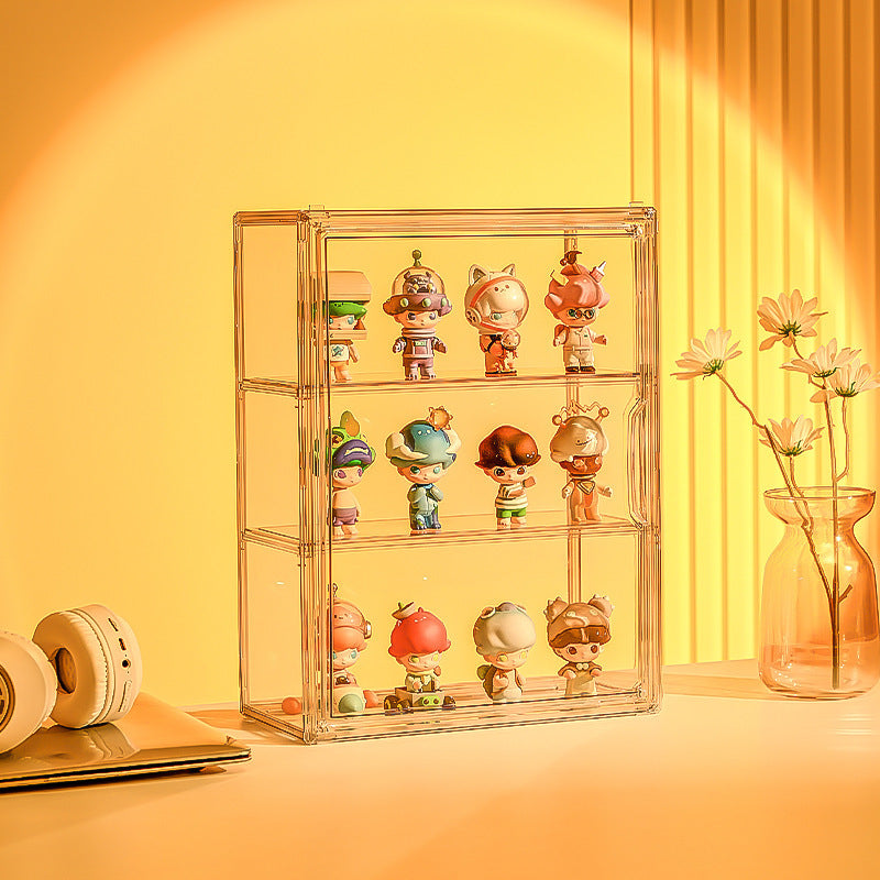 Clear Acrylic 3-Tier Storage Display Box｜Dustproof Desktop Organizer Cabinet for Cosmetics, Perfume & Collectibles