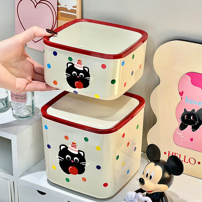 Cartoon Cat Flip-Top Storage Box｜Cute Desktop Trash Bin with Lid – Multi-Purpose Organizer for Kids Room or Vanity