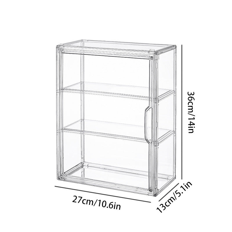 Clear Acrylic 3-Tier Storage Display Box｜Dustproof Desktop Organizer Cabinet for Cosmetics, Perfume & Collectibles
