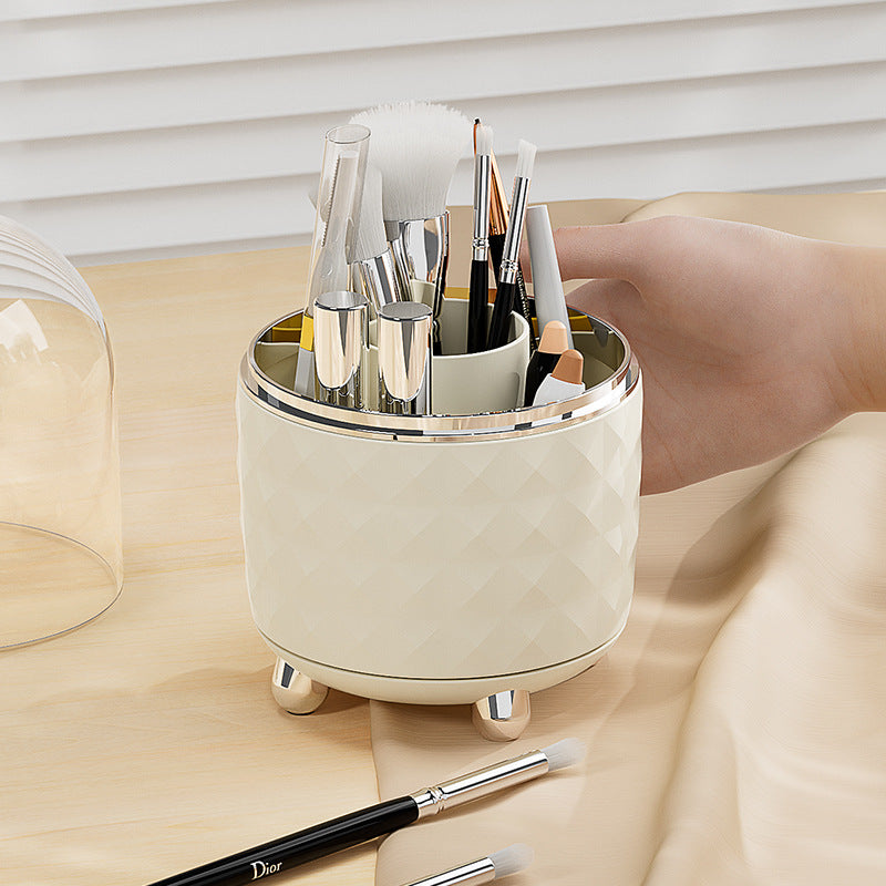 Diamond Pattern Dustproof Makeup Brush Holder Set｜Clear Dome Cosmetic Organizer for Vanity – Dual Style Set