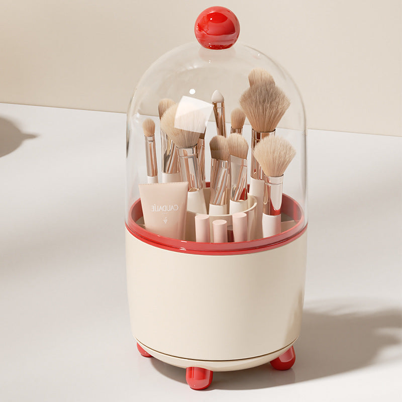 Dustproof Dome Makeup Brush Holder｜Clear Acrylic Cosmetic Organizer with Dome Cover – Compact Multi-Purpose Storage Cup