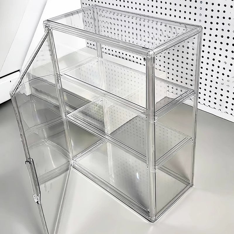 Clear Acrylic 3-Tier Storage Display Box｜Dustproof Desktop Organizer Cabinet for Cosmetics, Perfume & Collectibles