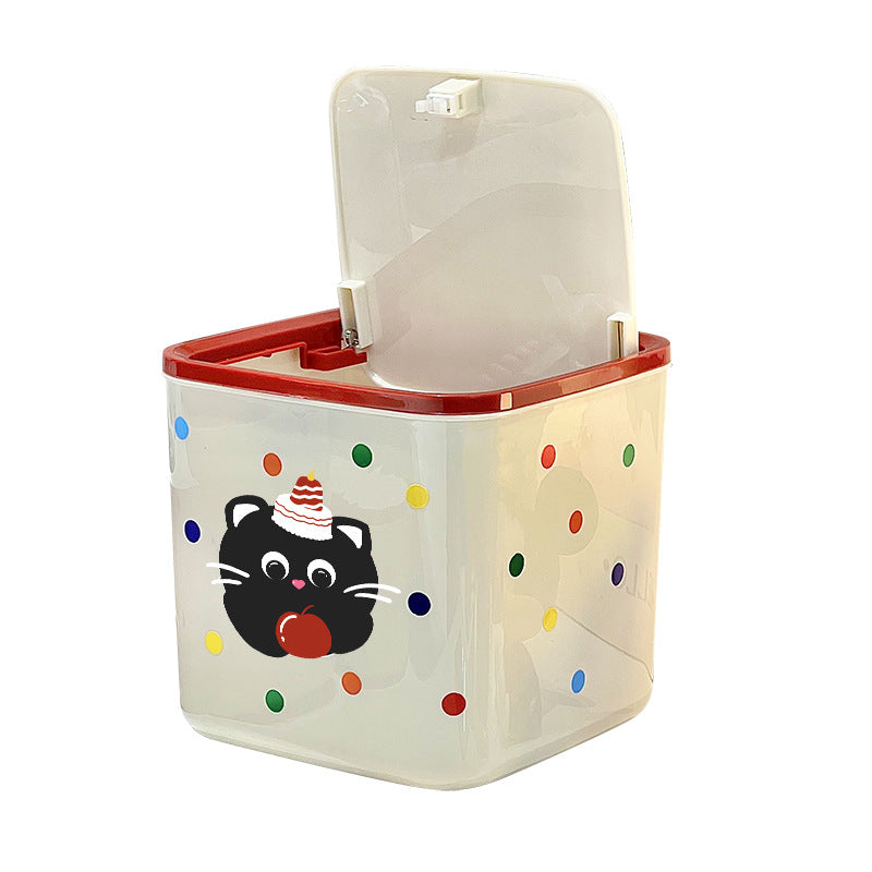 Cartoon Cat Flip-Top Storage Box｜Cute Desktop Trash Bin with Lid – Multi-Purpose Organizer for Kids Room or Vanity