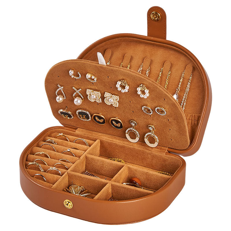 Portable Leather Jewelry Organizer Box｜Travel Jewelry Case with Compartments for Earrings, Rings & Necklaces – Compact & Elegant Design
