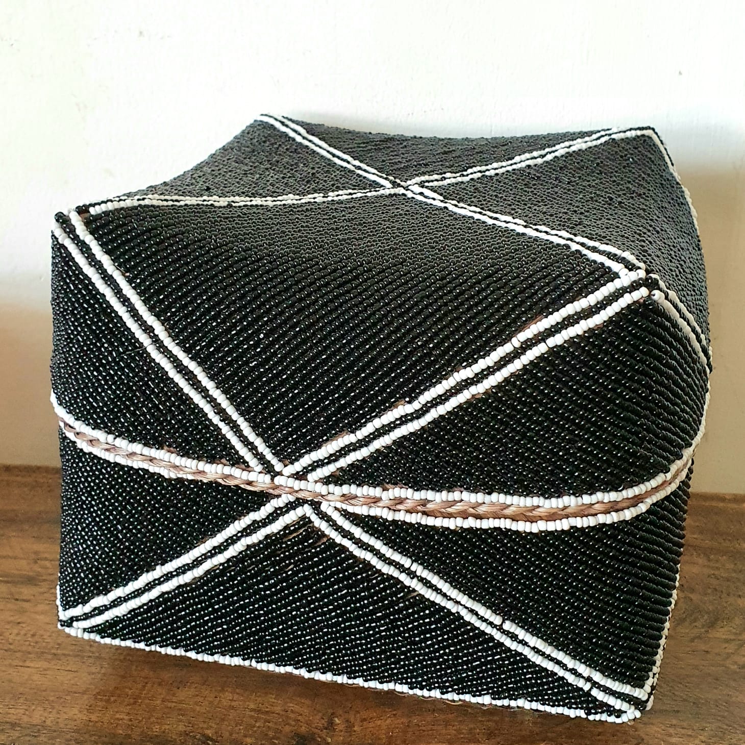 Handwoven Black & White Shell Storage Box Set of 3｜Boho Rattan Organizer Baskets｜Natural Decorative Containers with Lids