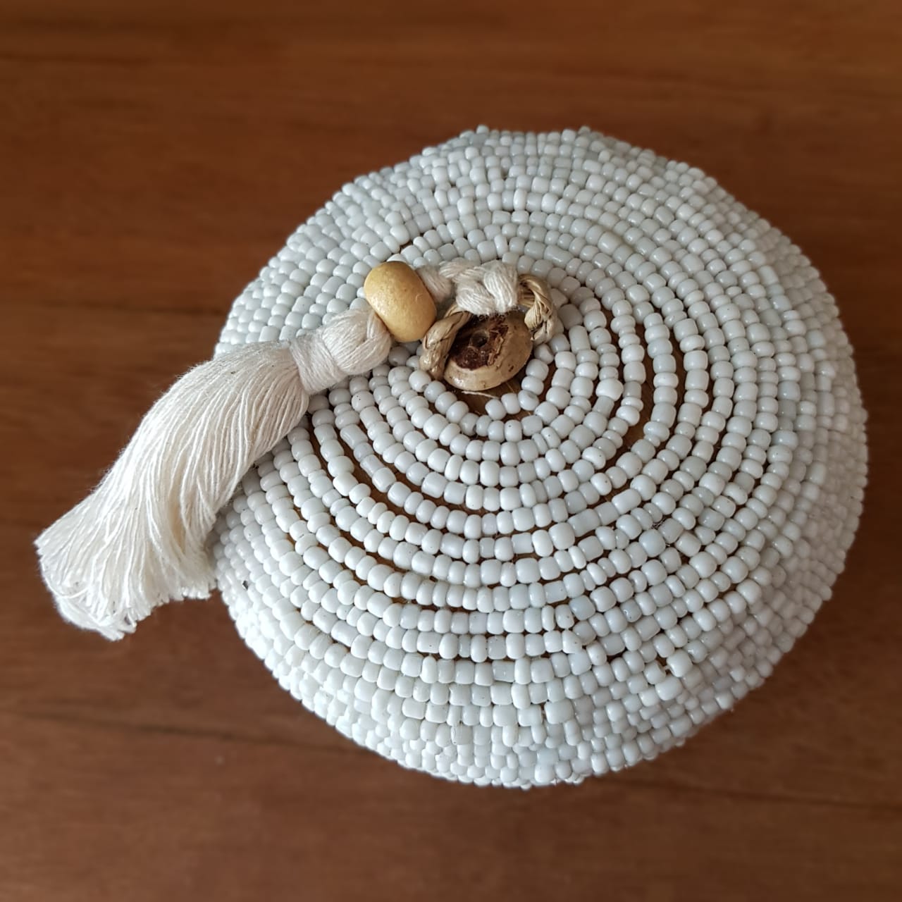 Handwoven Round Tassel Rattan Storage Box｜Boho Natural Wicker Organizer｜Decorative Small Keepsake Box (4 Colors Available)