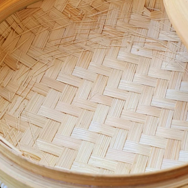 Handwoven Bamboo Round Storage Box Set of 2 with Tassel Lid｜Natural Decorative Organizer｜Boho Home Storage Baskets