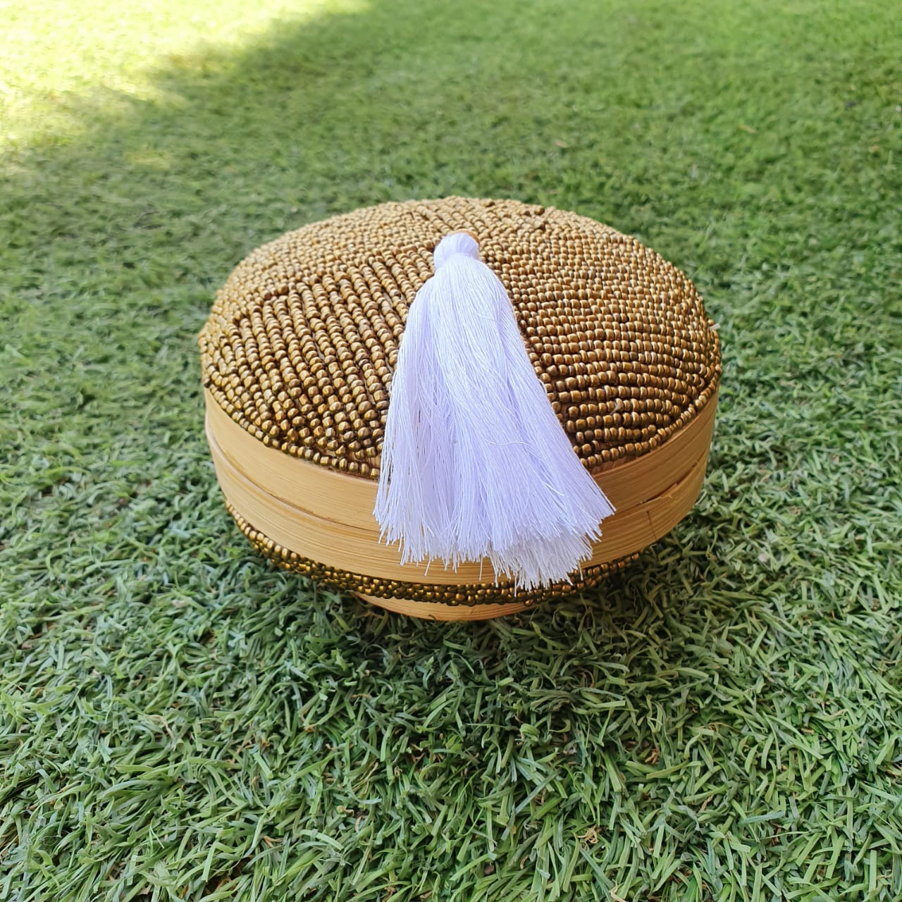 Handwoven Bamboo Round Storage Box Set of 2 with Tassel Lid｜Natural Decorative Organizer｜Boho Home Storage Baskets