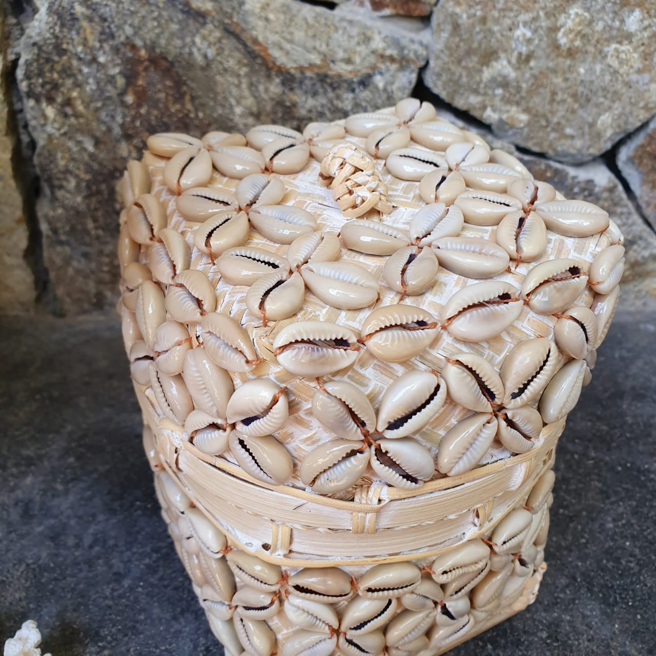 Handwoven Square Shell Storage Box Set of 2｜Boho Rattan Organizer｜Natural Decorative Basket for Home & Jewelry Storage
